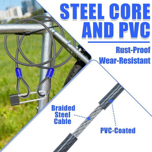 5/16in 4FT/6FT/8FT/10FT Heavy-Duty Security Cable with Loops Cut-Resistant and Waterproof Security Cable Suitable