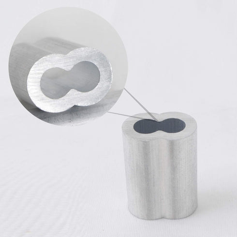 Wire Rope Sleeve, Aluminum Alloy, for Wire Rope Dia. 1/2", PK 10