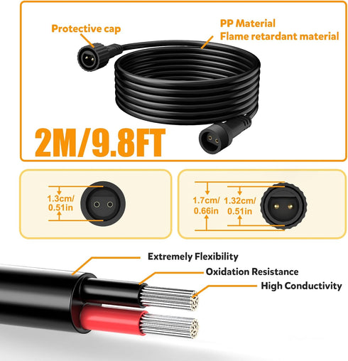 cshare 2 6.5 24 2 Size:8mm) Extension Cords for String Lights Inflatable Decorations, Pin FT AWG Outdoor Extension