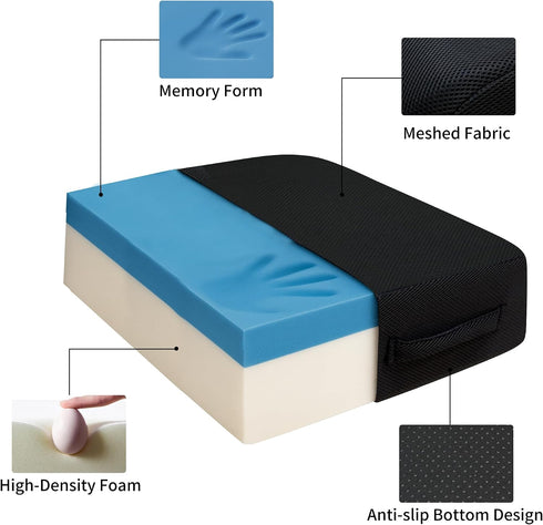 VGLCBBSTS 6-Inch Office Chair Booster Cushion Extra-Thick Height Increase Seat Pad with Dual-Layer Foam & Non-Slip
