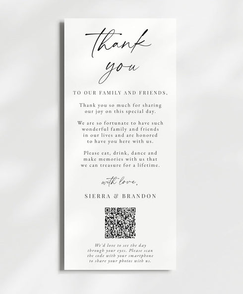 Setting Setting All Ewired Up Wedding Thank You Note with Photo QR Code Personalized Printed Table Thank You Card