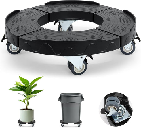 Trash Can Dolly Wheels, Adjustable 15-19 Inch Round Roller with Locking Wheels