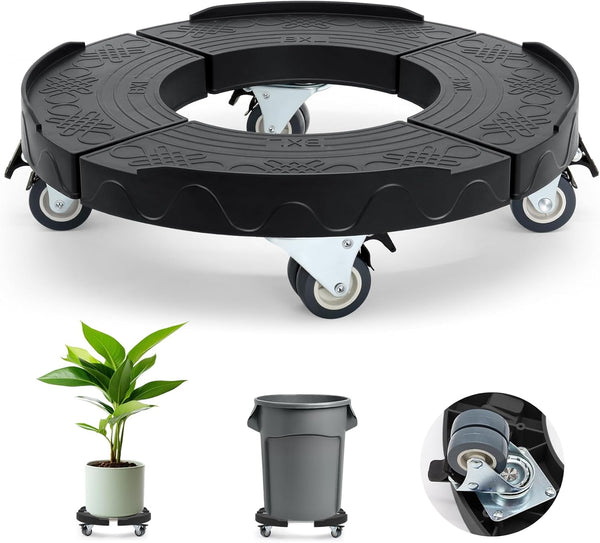 Trash Can Dolly Wheels, Adjustable 15-19 Inch Round Roller with Locking Wheels