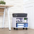FITUEYES Under Desk Printer Stand - Mobile Small Printer Table with 3 Storage Organizer Compartments, White