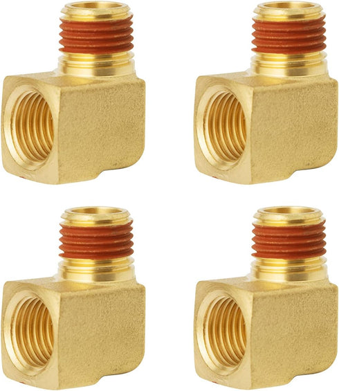 SUNGATOR 1/4 Inch 90 Degree Elbow Fittings, Male × Female Barstock Street Elbow for Air Hose, 4 Pack