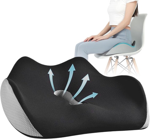 Meyrwoy Back & Seat Cushions, Seat Cushion Cover Memory Foam with Hole Office Chair Cushion Pressure Relief Orthopedic