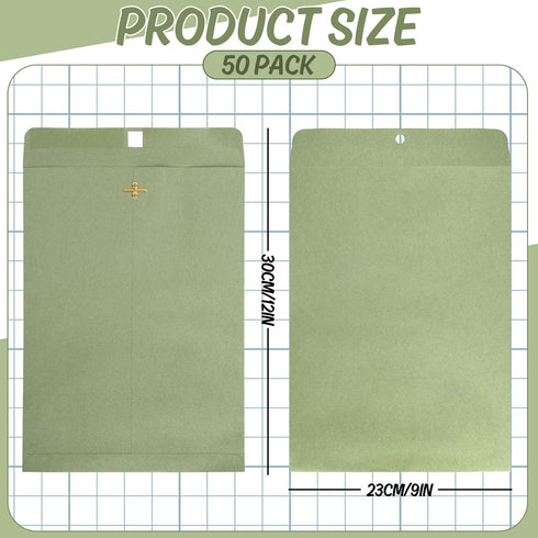 Whaline 9 x 12 Inch Clasp Envelopes, Manilla Gummed Mailing Envelopes with Clasp Closure for Office Supplies (50Pcs)