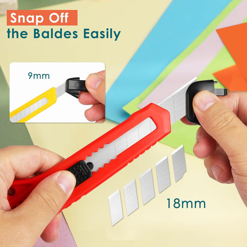 ORIENTOOLS Utility Knife Box Cutter, 4-Pack Set, Auto-lock Razor with Snap Off Blades for Home and Office