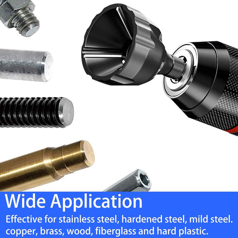 Deburring Tool Chamfer Tool, HSS Hex Shank for Metal Bolt Thread Repair, Quick Release Shank, 2 Pack