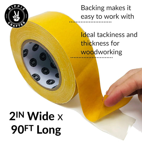 Wide Double Stick Tape, 2" Inch Double Sided Woodworking Tape for CNC Machines and Routing Templates