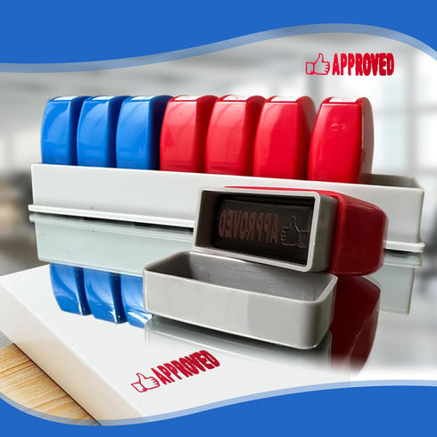 Self Inking Office Stamp Set, 8 PCS Stamps for Approved, Paid, Completed, Copy, Faxed, Scanned, Business Stamps