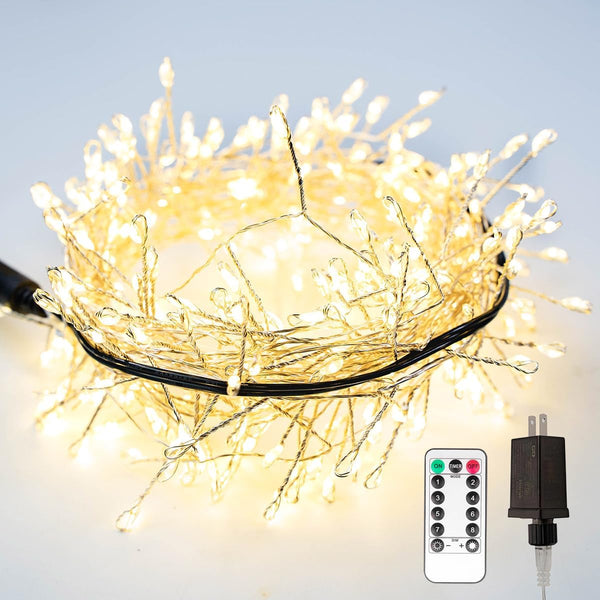 Cluster Fairy Lights 10FT Firecracker String Lights 100 LED Warm White Plug
