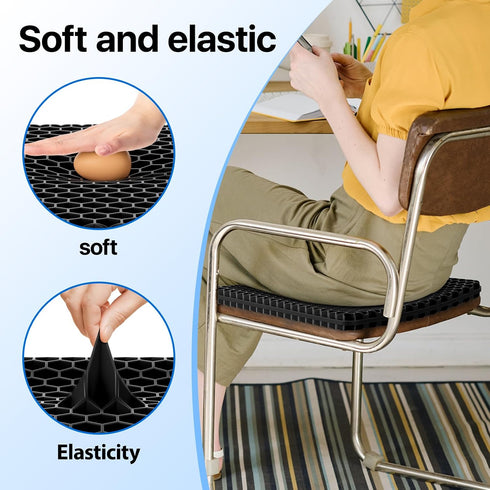 OMCOZY Gel Seat Cushion, Cooling Thick Big Breathable Honeycomb Design Absorbs Pressure Points Seat Cushion