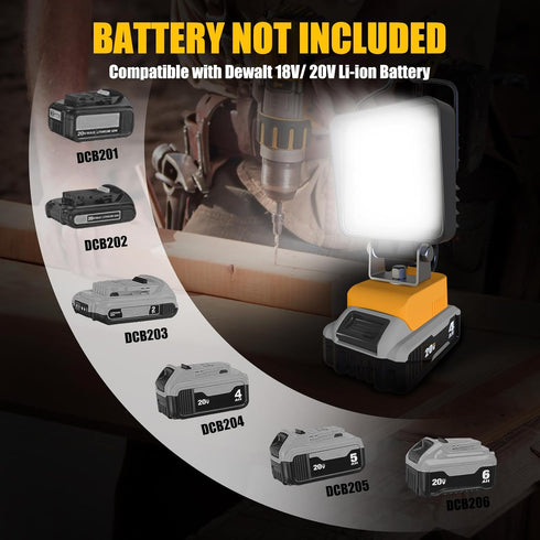 2 20v 112W 11200LM 20v Pcs Cordless LED Work Light for Dewalt Max Battery, Battery Light for Dewalt Tools, Portable