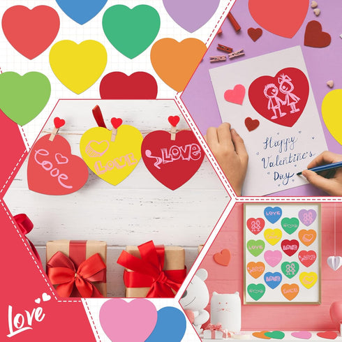 Geyee 108 Pcs Heart Cutouts, Paper Heart Bulletin Board Decorations for Classroom DIY Craft School Decor