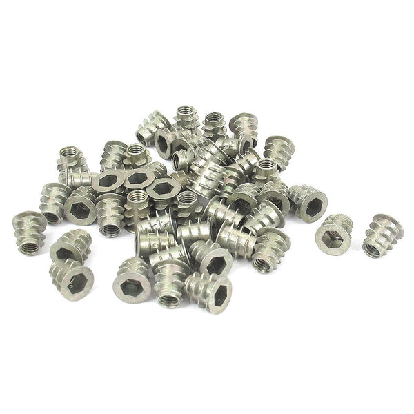 uxcell M5x10mm Hex Socket Screw in Thread Insert Nut, 50 Pcs with Round Plate End for Wood