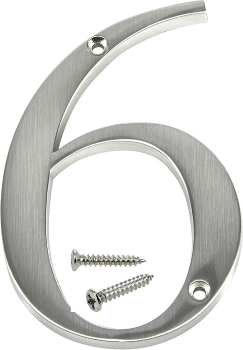 843326 4-Inch 6 Distinctions by Hillman Brushed Nickel Flush-Mount House Number
