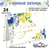Summer 24 Pack Whaline Blue Lemon Floral Thank You Cards Bulk Watercolor Flower Lemon Thank You Note Card with Stickers