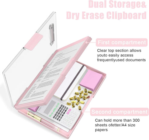 Hongri 8.5 x 11 Clipboard with Storage, Heavy Duty Nursing Clipboards, Side Opening, Dual Compartment Storage Box for