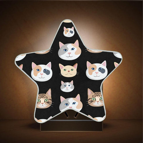 Burbuja 0.2W Cat Faces LED Night Light Plug into Wall Star-Shaped Nightlight Dusk to Dawn Auto Sensor for Bedroom