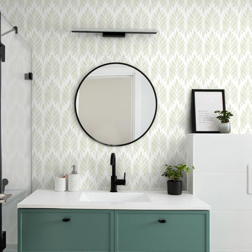 Leaf Wallpaper Peel and Stick 17.3"x197" Boho Green Removable Wallpaper