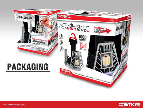 V2-5000 STKR Concepts STKR Concept TRiLIGHT ShopLight Lumen Work Light for The Garage, Home, Auto, More