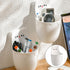 Wall-mounted Pen Holder and Pencil Storage Organizer, White Cartoon Cat Design, Nail-free Office Supply Container