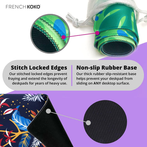 French KOKO Large Mouse Pad Desk Mat Protector, Keyboard Pad, Desktop Office School Decor, Big Extended Laptop Computer