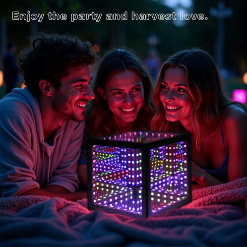 Heepulor (5Inch) Infinity Hyper Cube LED Light LED Controller with Stand, Controller & Sound & App Reactive Table Lamp