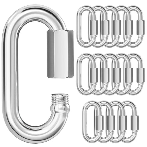 KINLINK 15PCS M6 1/4 Quick Link Chain Connector, 304 Stainless Steel Carabiner for Connecting Hammock, Swing