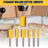 Gosknor 6pcs Set 1/4 Inch Straight Router Bit Shank, Flute Straight Router Bits Top Bottom Bearing Flush Trim Router