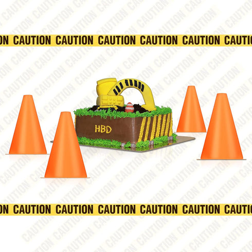 11 Set Decor(7.1 Inch Frienda Pcs Construction Birthday Party Decorations with Mini Traffic Cones and Caution Tape