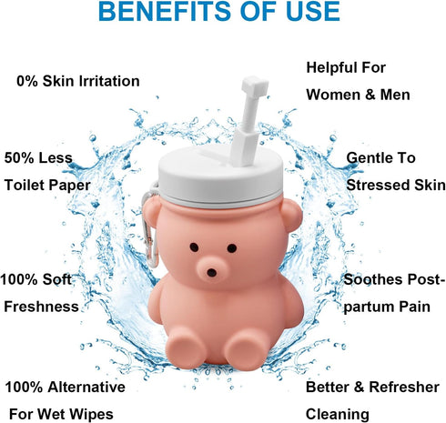 300ml Nozzle Pink(1pc) Cute Portable Bidet for Kids, Lovely Baby Bidet Spray Bottle, Compact Travel Size Camping Peri