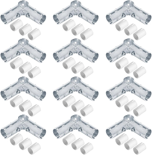 12 Sets 90 3 1/2" Degree Way Cross Pipe Connector Clamps, Fits EMT Conduit with PE Adapter Shims