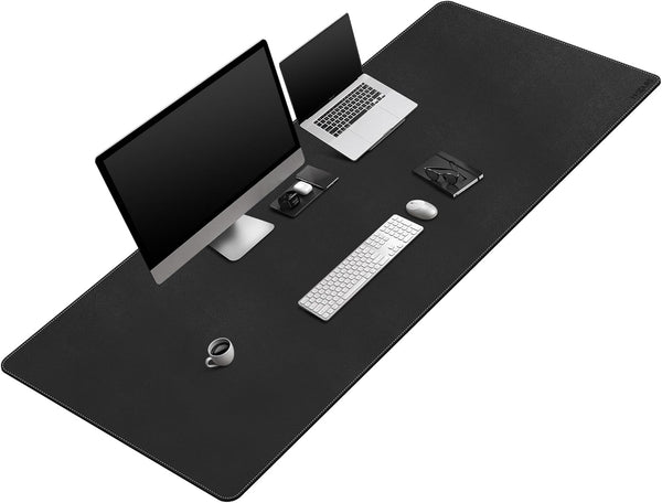 Mydours Gaming Mouse Pad, 67'' x 24" Large PU Leather Desk Mat, Dual-Sided Easy Clean Desktop Protector - Black