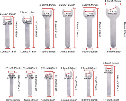 12PCS Single Open Ended Wrench Set Silver Flat Spanner Combination 1.5mm Ultra Thin Repair Tool for Limited Space Conditions by YnGia