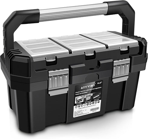 Anyyion 13 inch Small Tool Box with Removable Tray, Truly Strong and