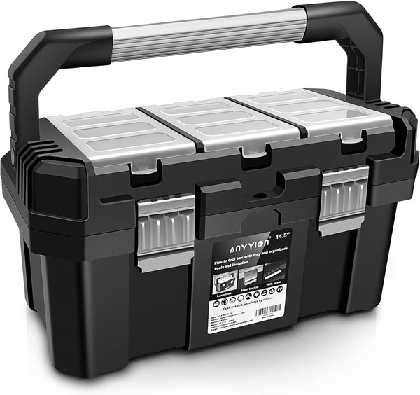 Anyyion 13 inch Small Tool Box with Removable Tray, Truly Strong and