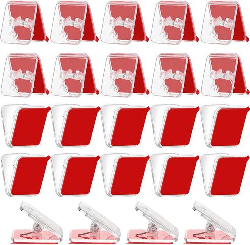 Self Adhesive Wall Clips, 24 Pieces Clear Shower Curtain Photo Clips for Teachers, Double-Sided Spring Hanger