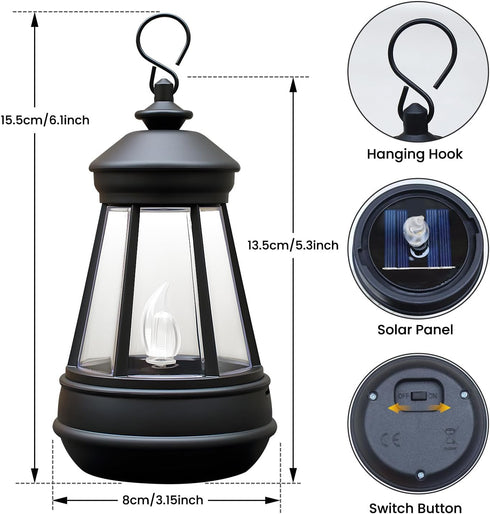 Babineto 2 Pack Mini Solar Lantern Lights Replacement Parts for Outdoor Statue,Waterproof Solar Hanging Lights