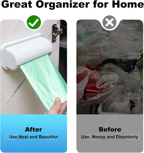 AqusilAir Set 2 Wall-Mounted Trash Bag Dispenser for Small Garbage Bags Adhesive PVC Storage Box for Bathroom, Kitchen