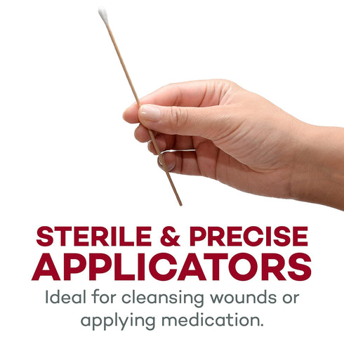 Dealmed 6" Cotton-Tipped Wood Applicators, 200 Sterile Cotton-Tipped Applicators for Medication and Crafts