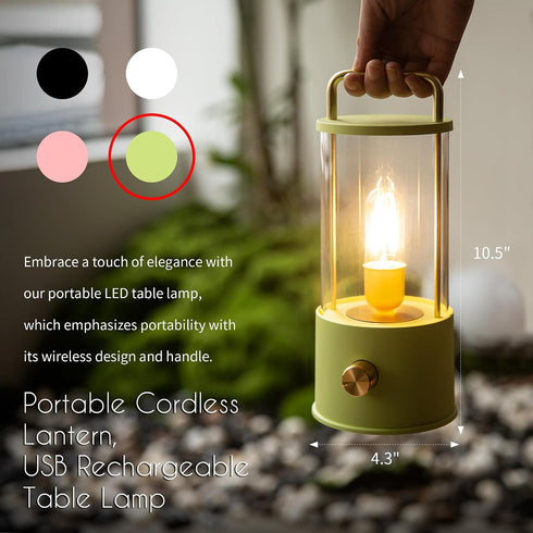 Dimming, LUSHARBOR Cordless Table Lamp, Portable Lantern Rechargeable LED Battery Operated Lamp Stepless Hanging Desk