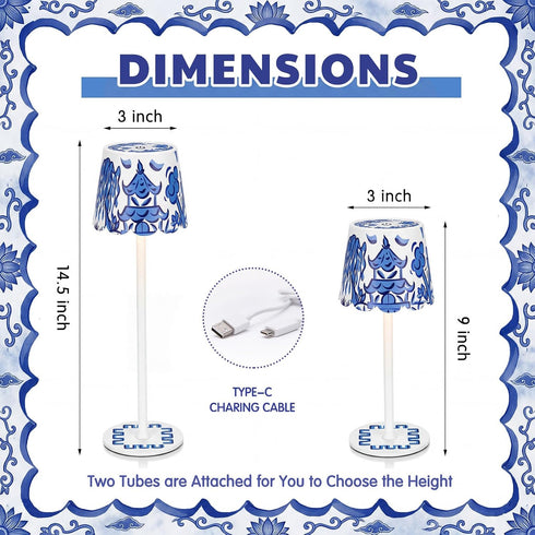 1 Pack 3 Pickmesh Chinoiserie Mahjong Lamp Scalloped Edge Chinoiserie LED Cordless Table Lamp Color Modern Rechargeable
