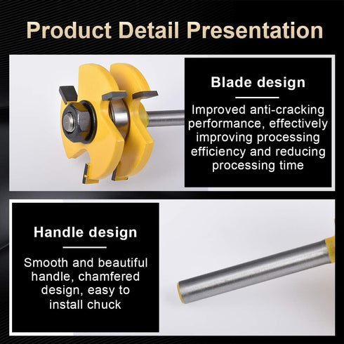 KATUR Tongue and Groove Router Bit Set, 1/4 Inch Shank Grooving Router Bit, 3 Teeth T Shape Woodworking Tools
