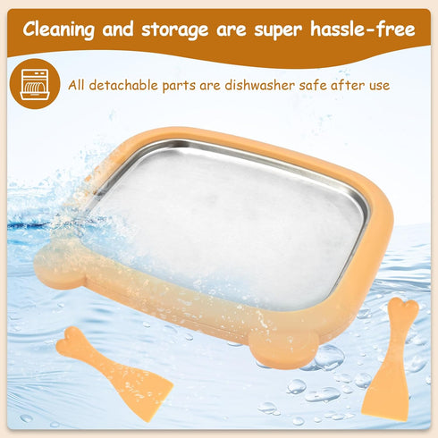 Hevtsde 2 Frozen Rolled Maker Portable Stainless Steel Instant Pan Roll Maker with Spatula and Lid for Homemade Gelato
