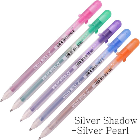 Silver Shadow Gel Ink Pen, 10-Piece 1.0 mm, Assorted Colors