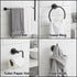 4-Piece Set, 24-Inch HIGHCRAFT Bathroom Accessory Matte Black Towel Bar, Towel Ring, Robe Hook & Toilet Paper Holder