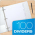 Oxford Blank Write On Binder Dividers, 1/5 Cut Tabs, 3 Hole Punch Dividers in 5 Tab Sets, 100 Dividers, 20 Sets, White