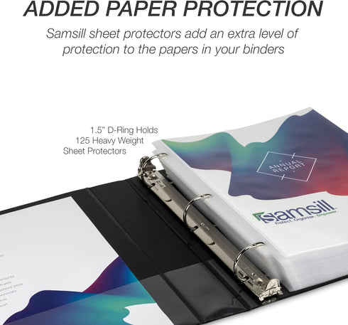 Samsill Durable 2 Inch Binder, Made in the USA, D Ring Customizable Clear View Binder, 4 Pack, Holds 475 Pages